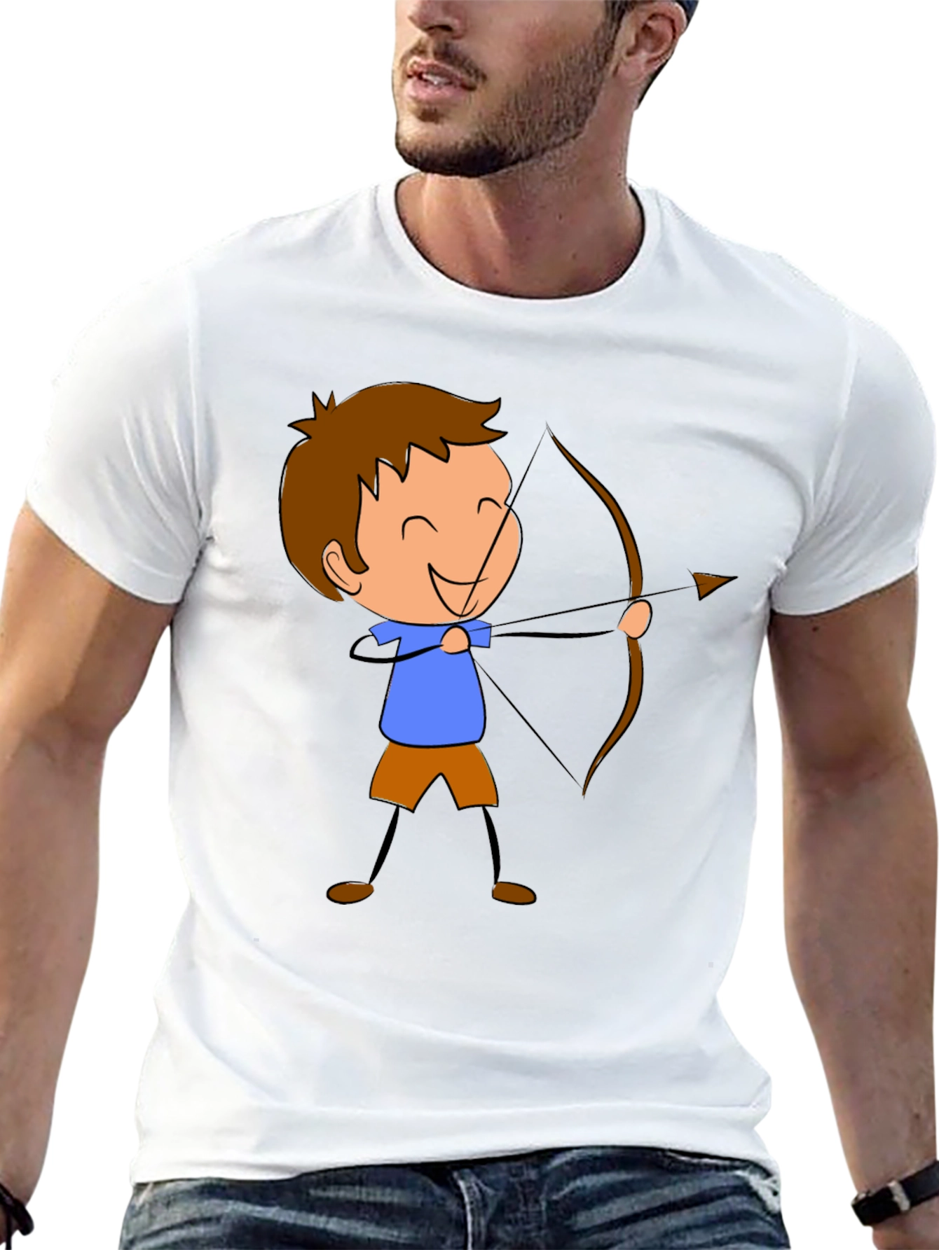 Archer Cartoon Graphic Print Black T-Shirt