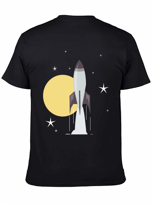 Rocket Launch Graphic Tee - Black Cotton T-Shirt