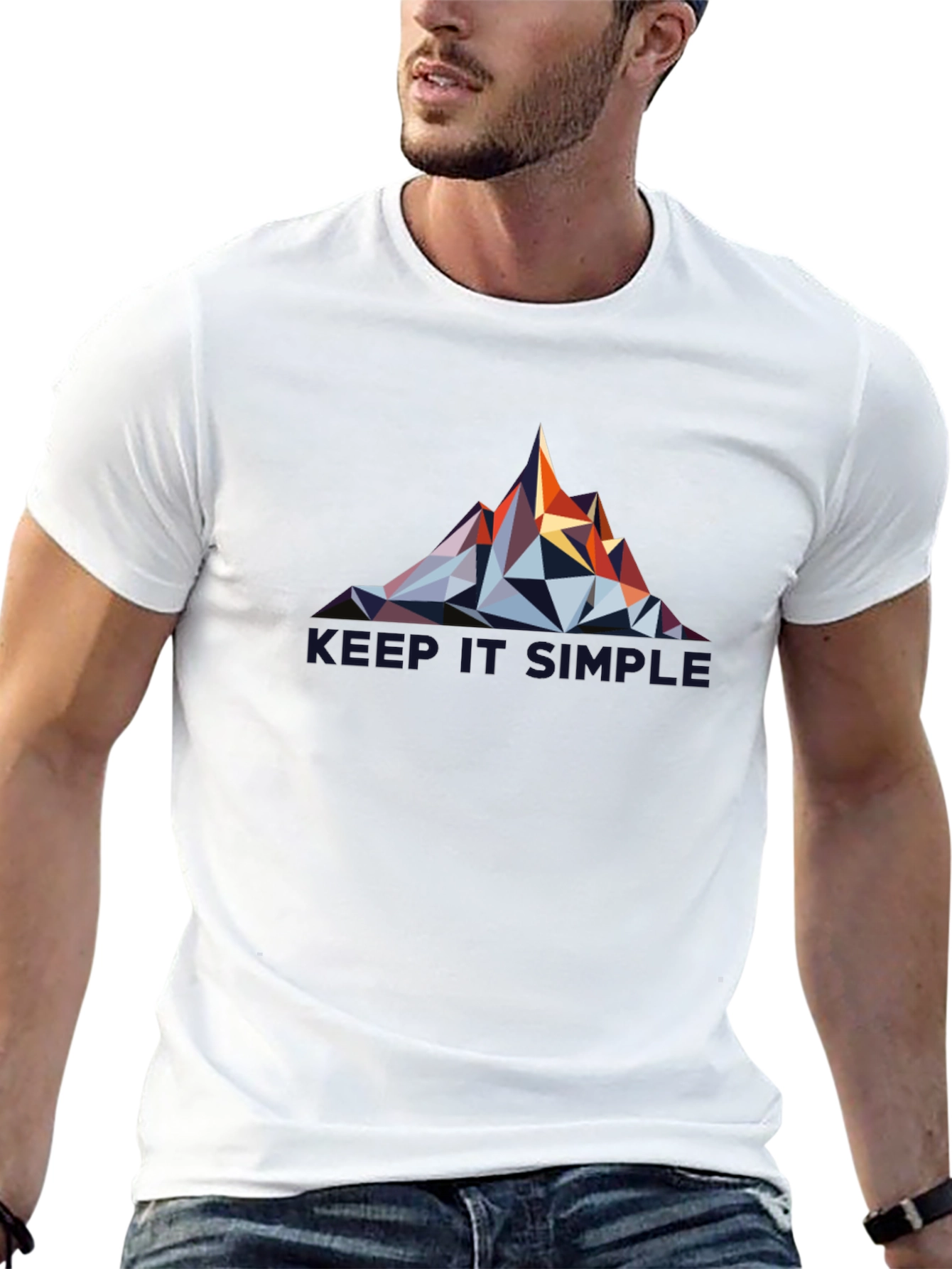 Geometric Mountain Design Black T-Shirt
