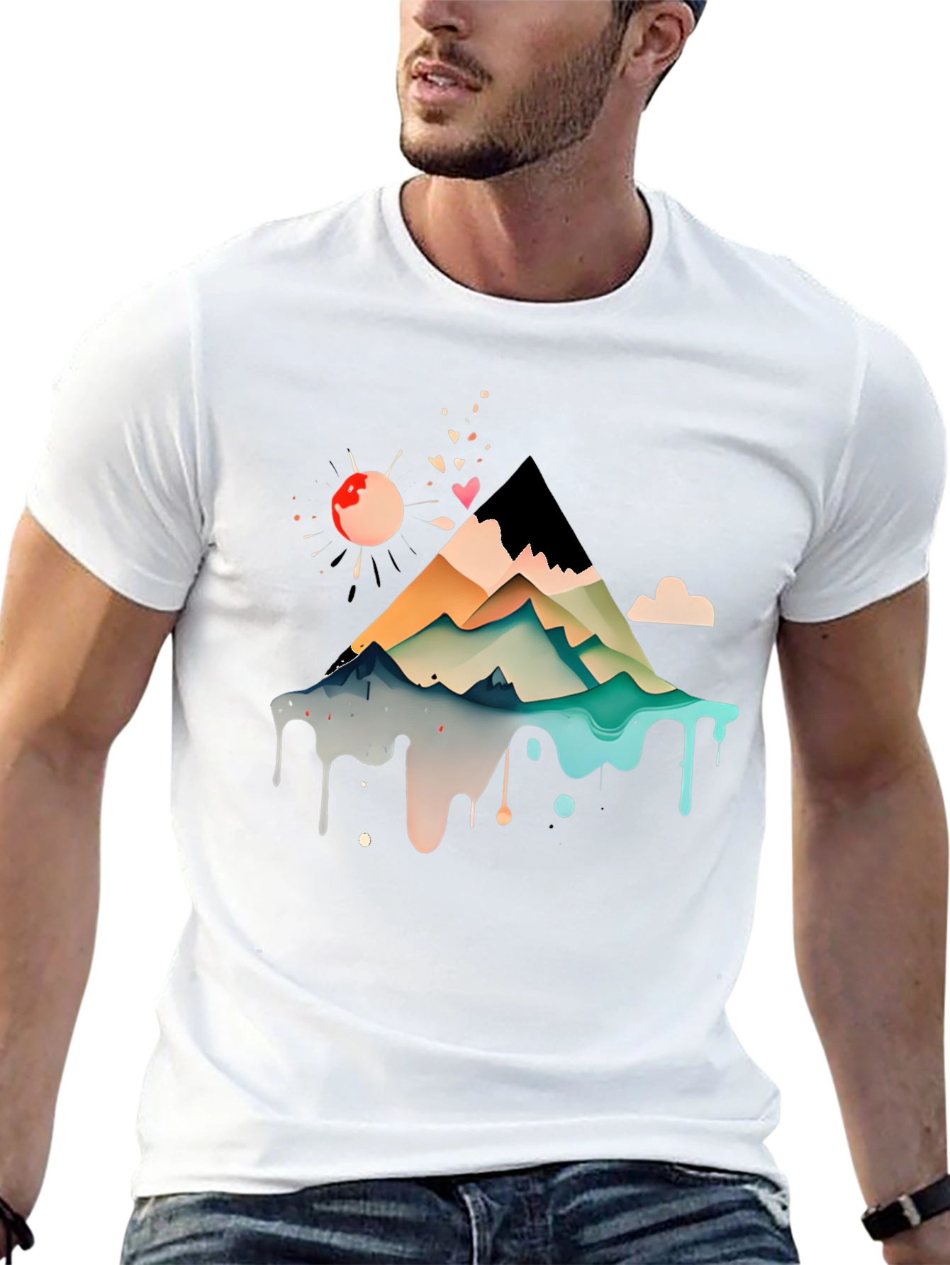 Abstract Mountain Graphic Tee - Modern Art Shirt