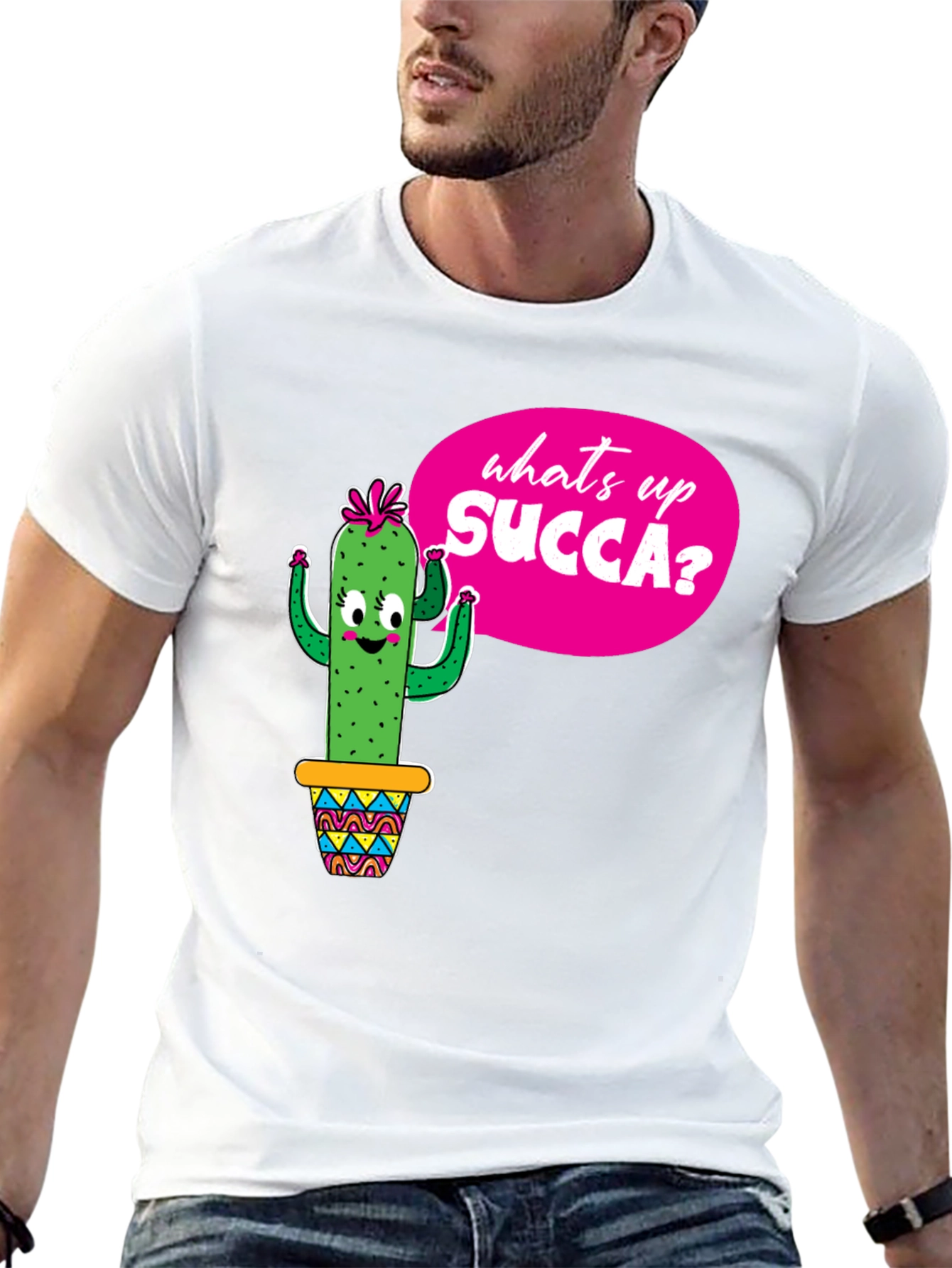 Funny Cactus Whats Up SUCCA? Graphic Tee
