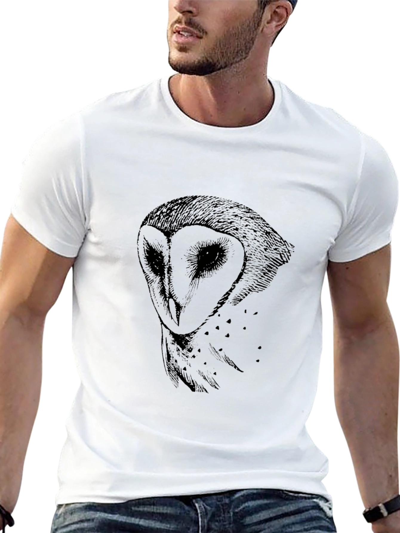 Mens Black Owl Graphic T-Shirt