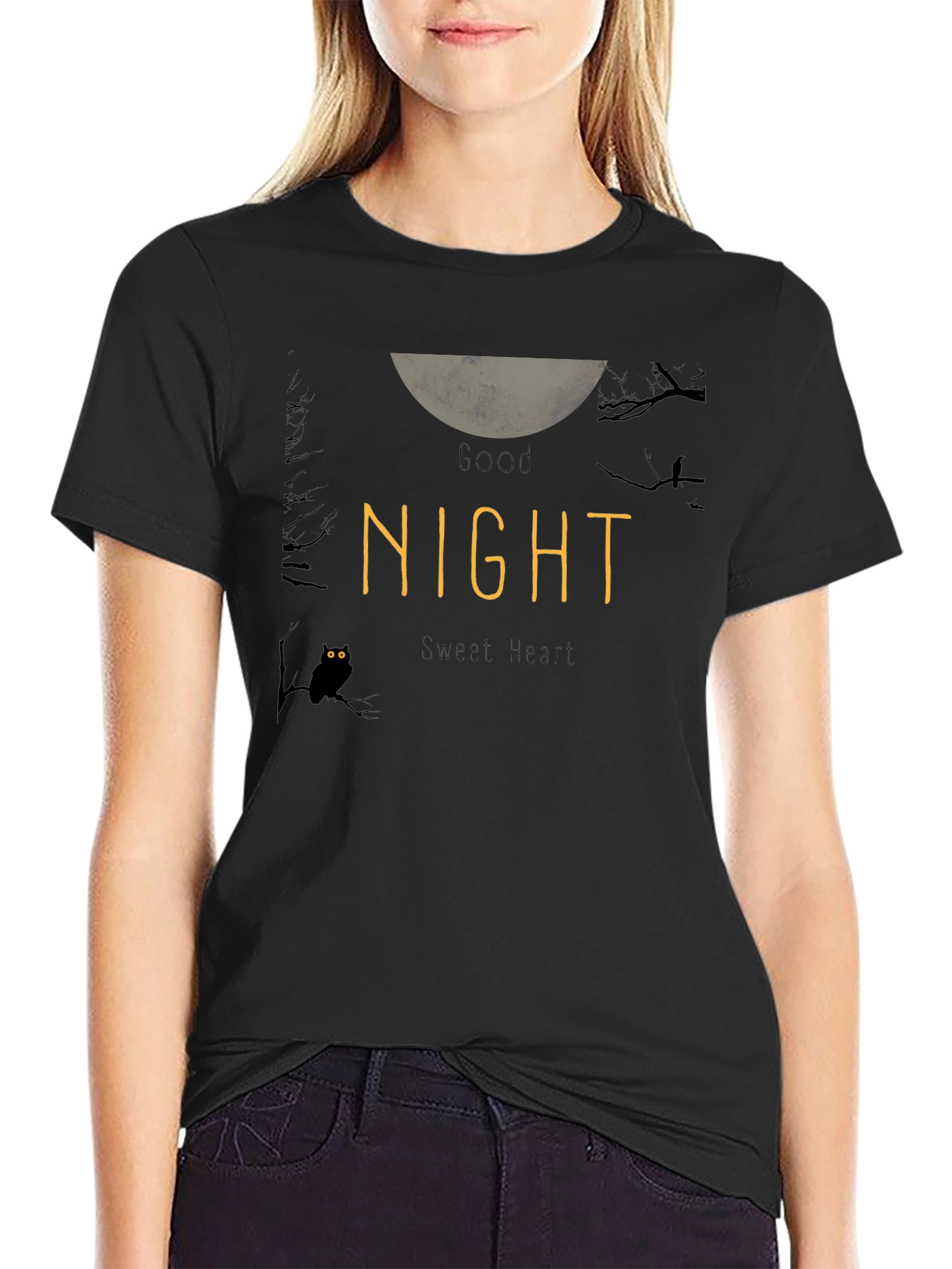 Good Night Sweet Heart Black T-Shirt