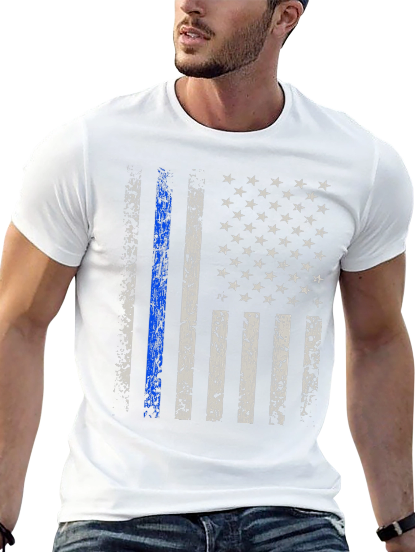 Thin Blue Line American Flag T-Shirt