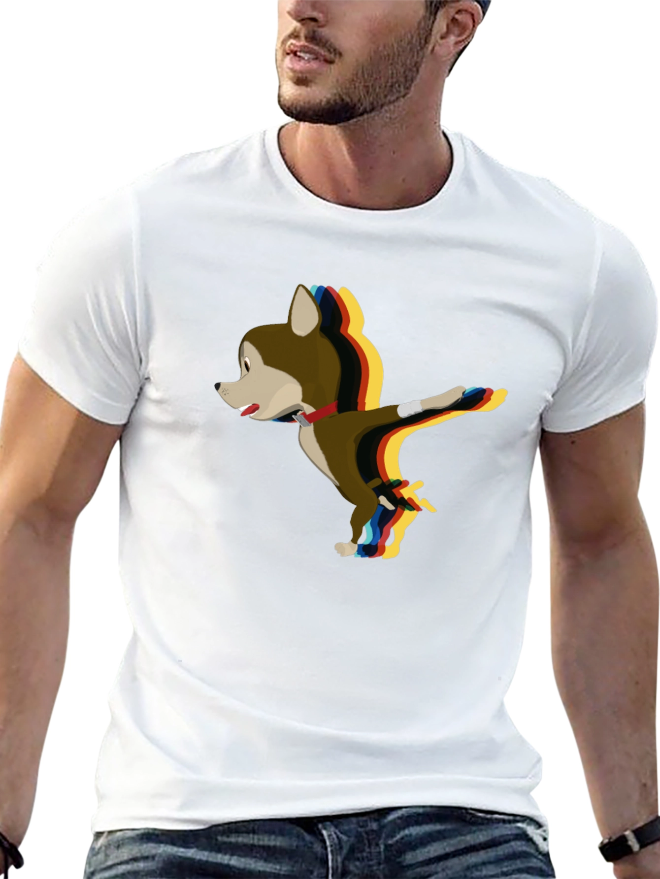 Cartoon Dog Dabbing Black T-Shirt