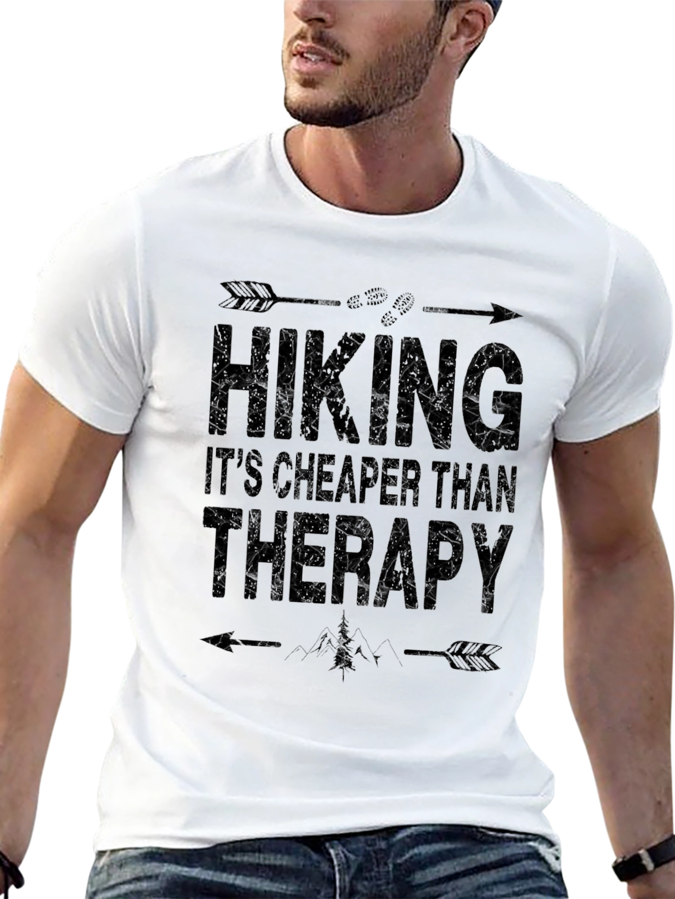 Hiking Cheaper Than Therapy Graphic T-Shirt