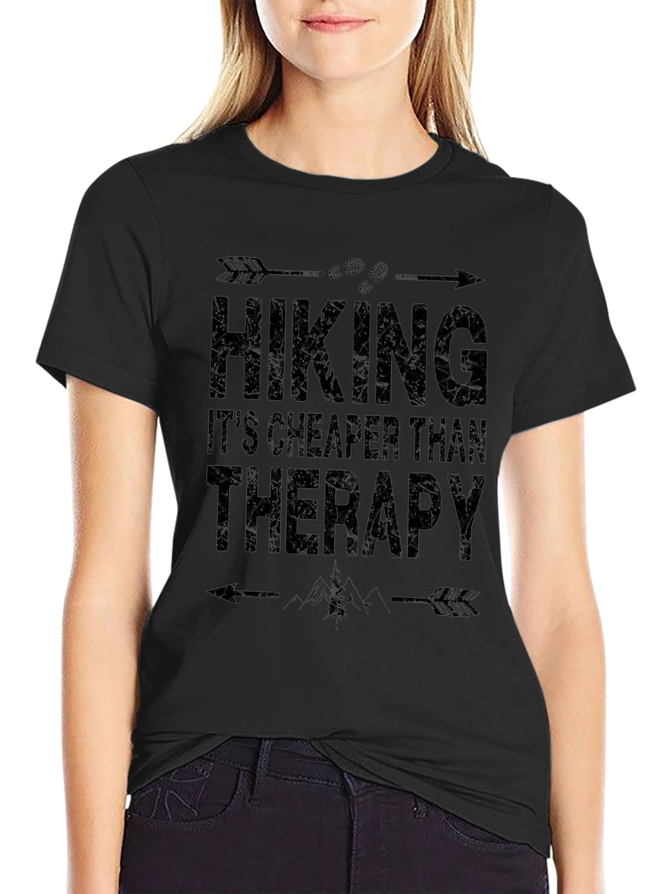 Hiking Cheaper Than Therapy Graphic T-Shirt