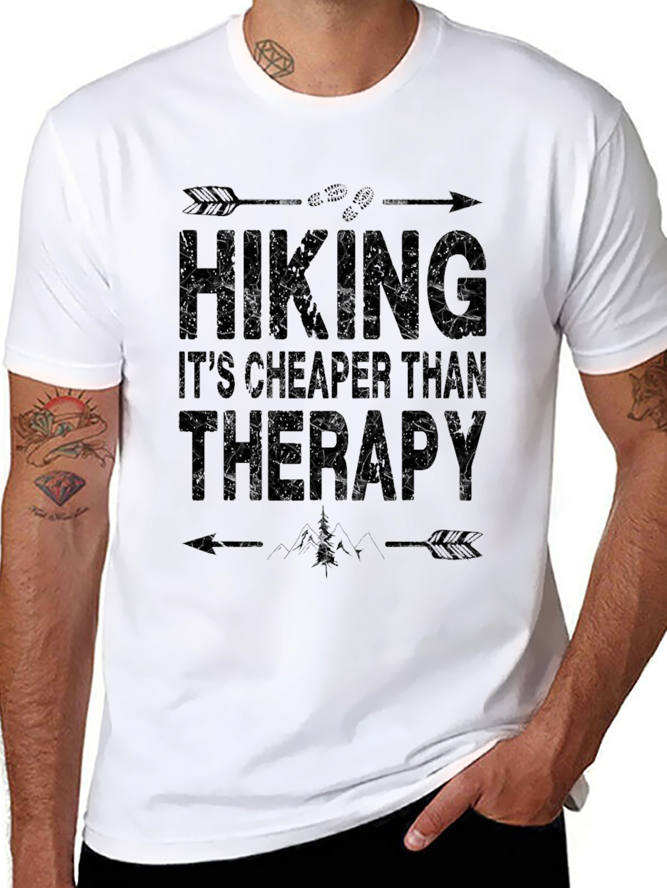 Hiking Cheaper Than Therapy Graphic T-Shirt
