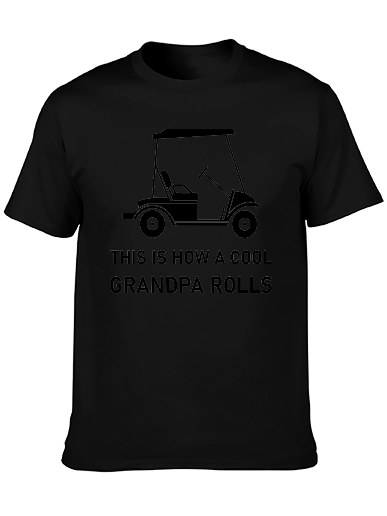 Cool Grandpa Golf Cart Graphic Tee - Black