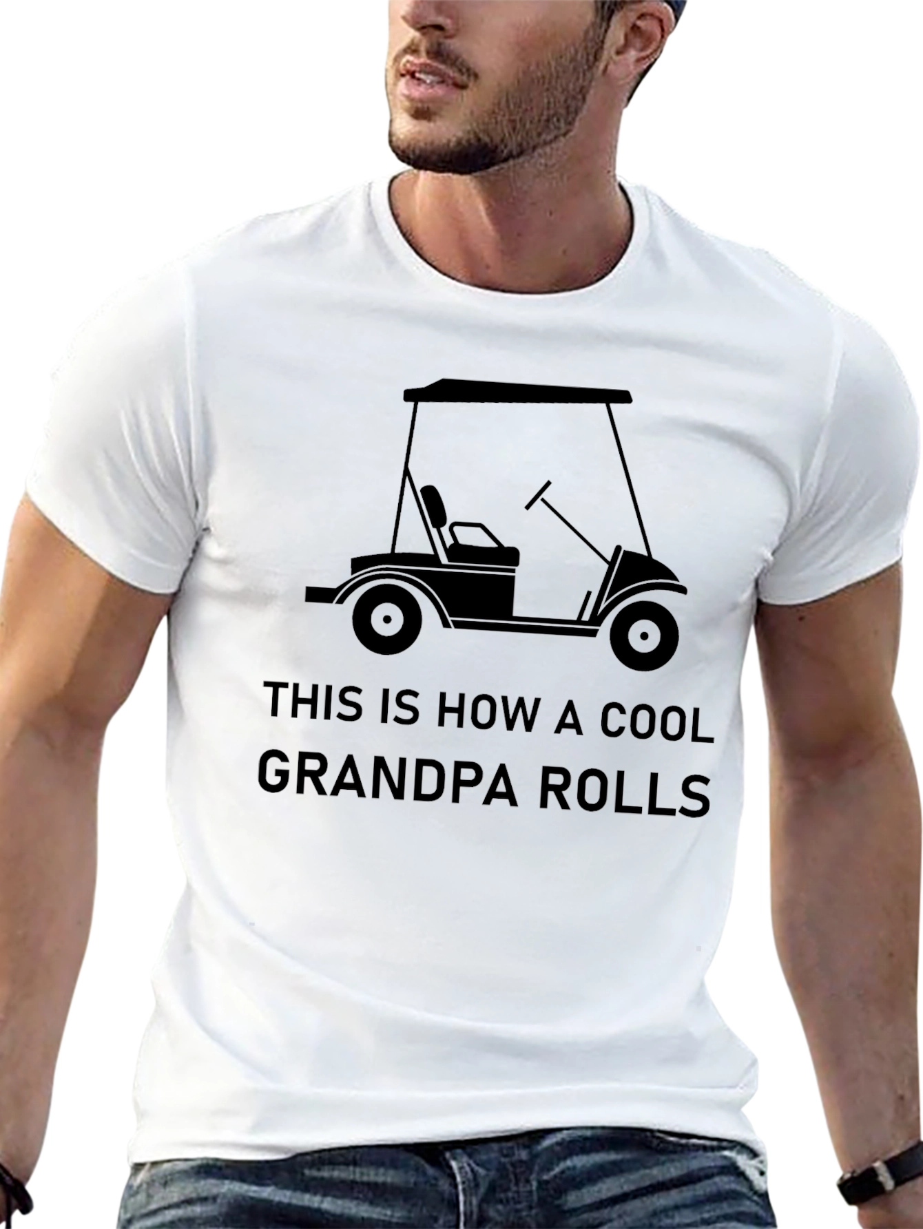 Cool Grandpa Golf Cart Graphic Tee - Black