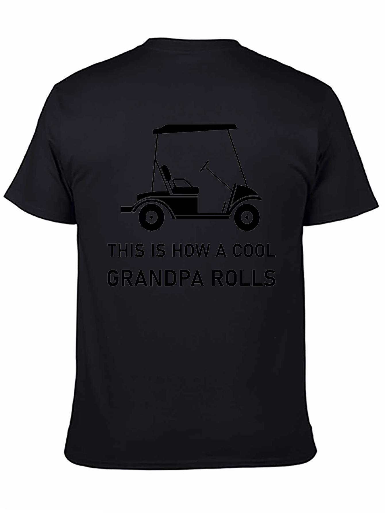 Cool Grandpa Golf Cart Graphic Tee - Black