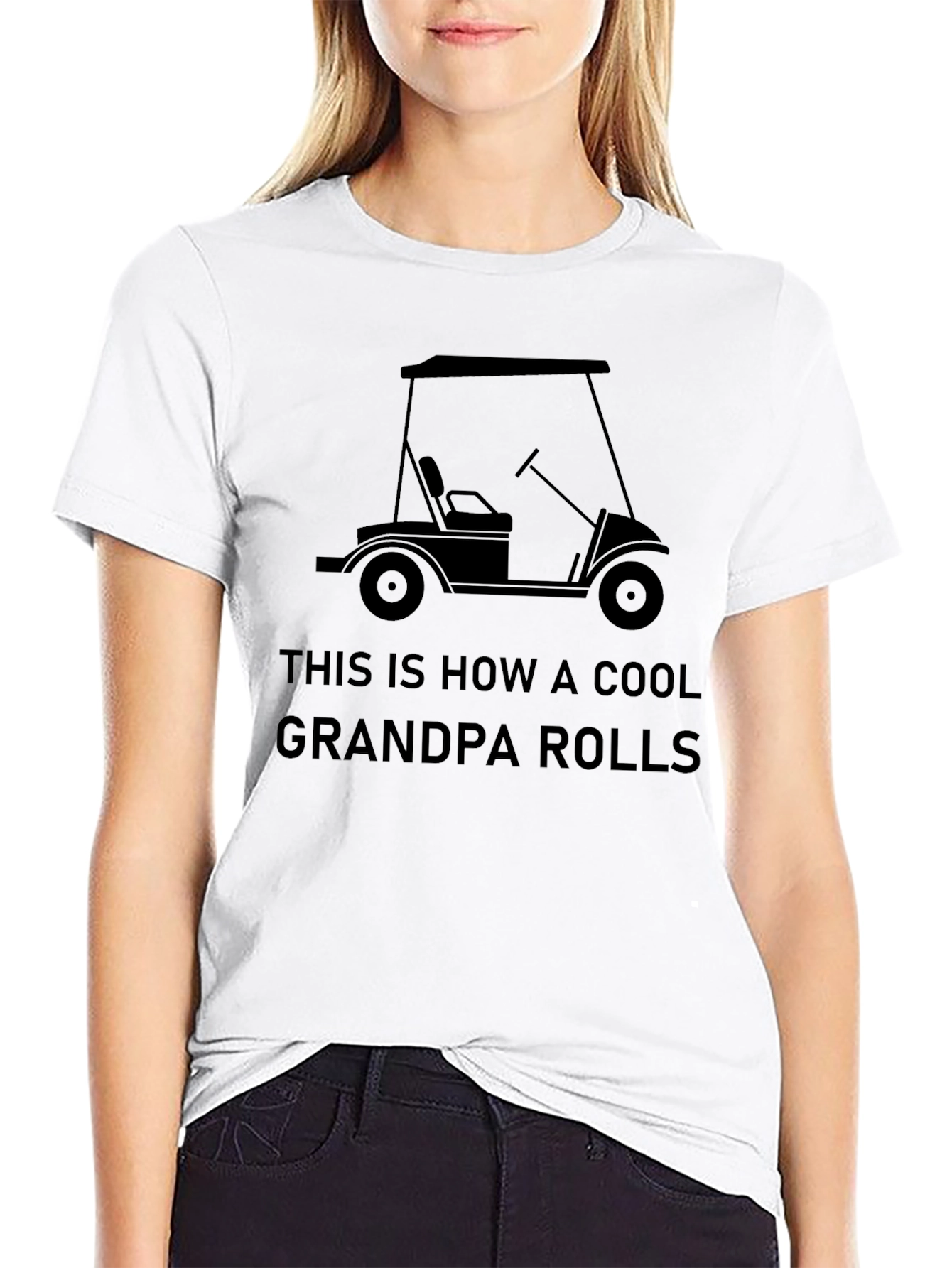 Cool Grandpa Golf Cart Graphic Tee - Black