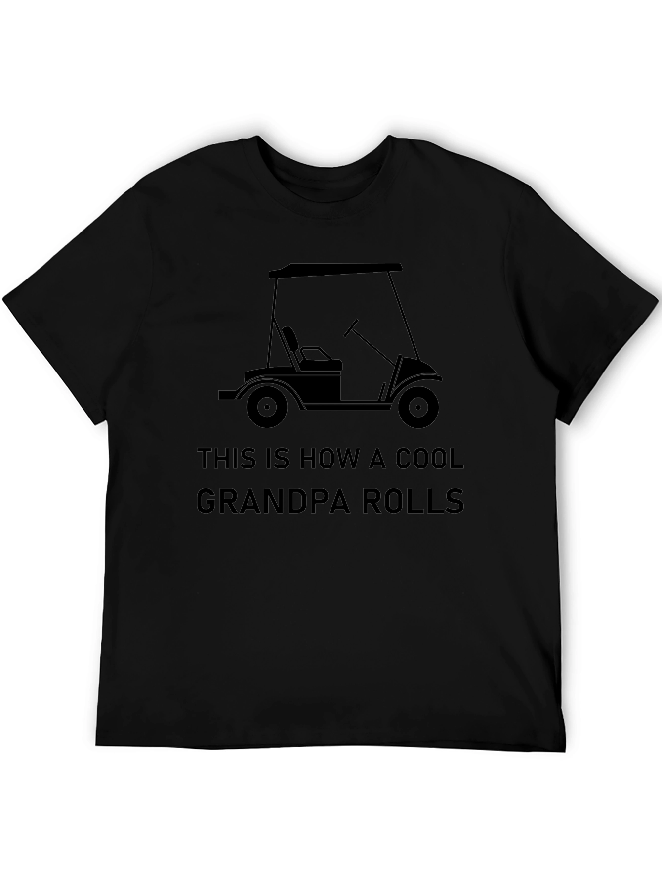 Cool Grandpa Golf Cart Graphic Tee - Black