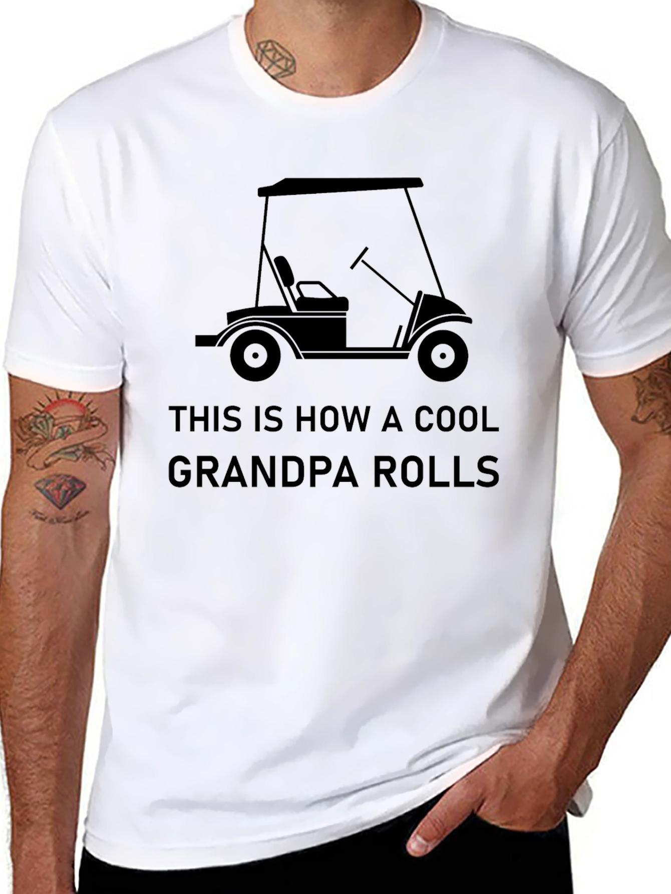 Cool Grandpa Golf Cart Graphic Tee - Black
