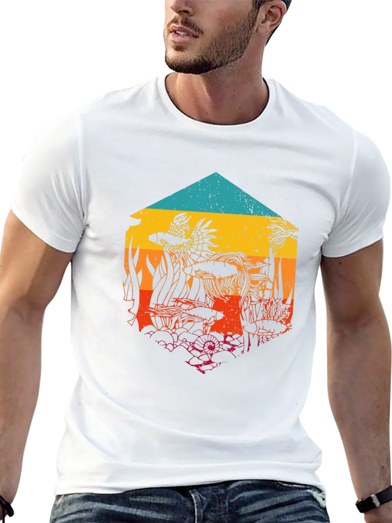 Aquatic Sunset Mens Graphic Tee
