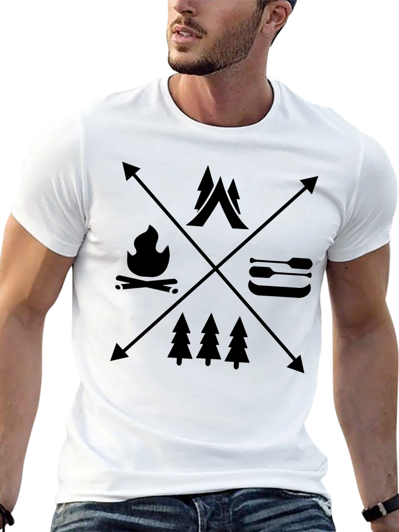 Camping Adventure Graphic T-Shirt - Black
