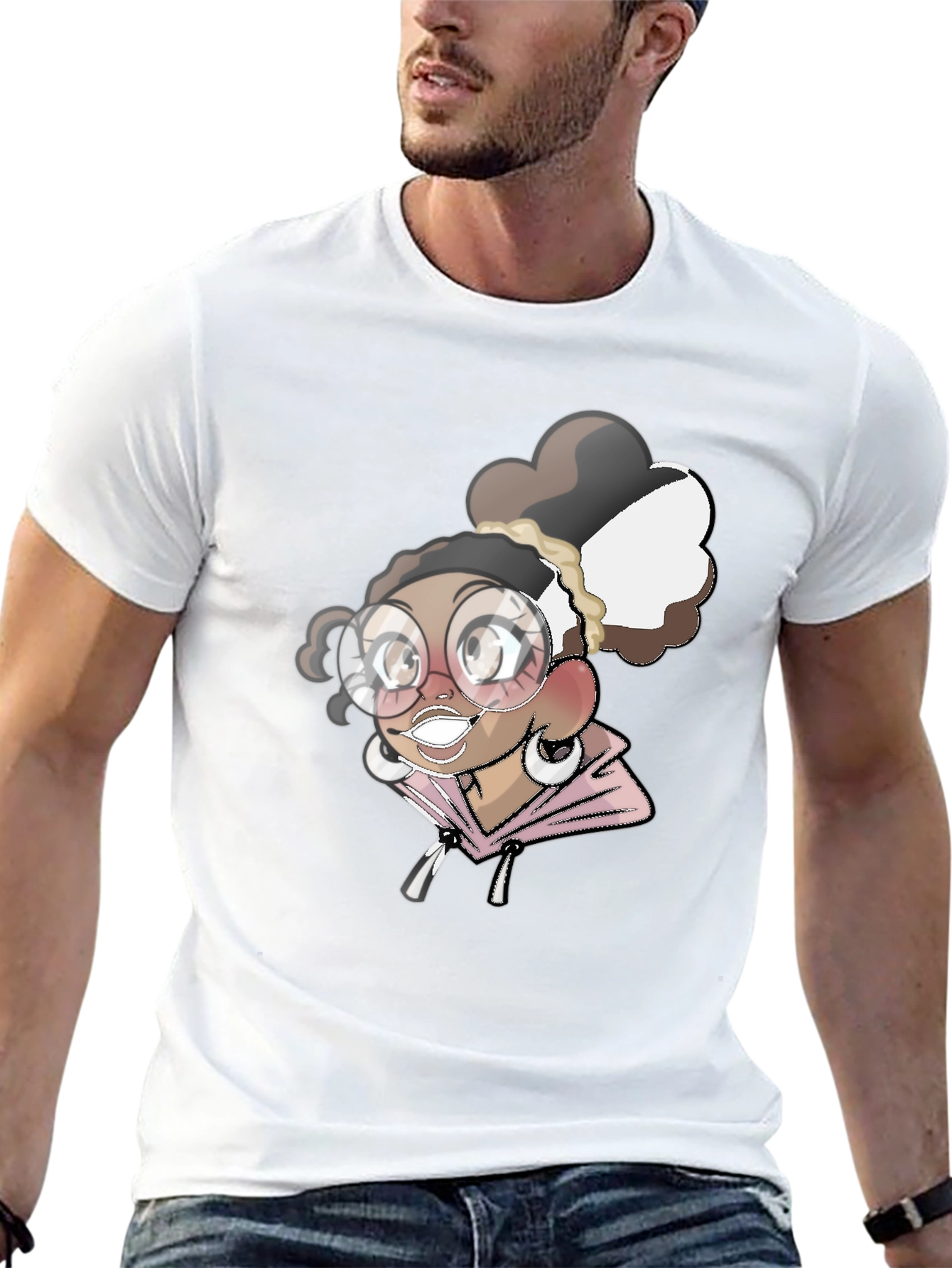Cartoon Girl Black T-Shirt