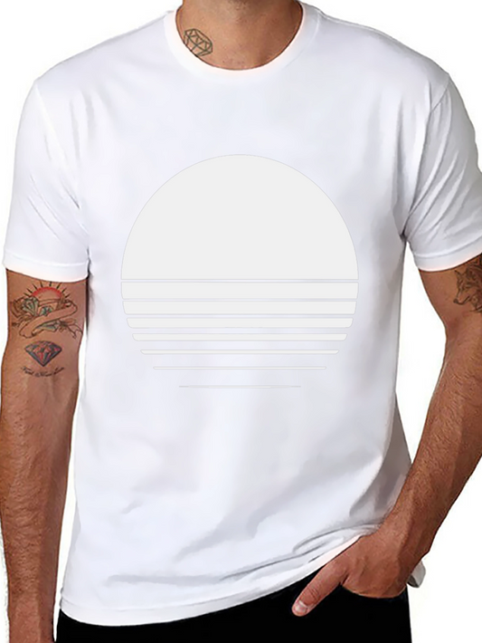 Retro Sunset Graphic Tee - Black Crew Neck