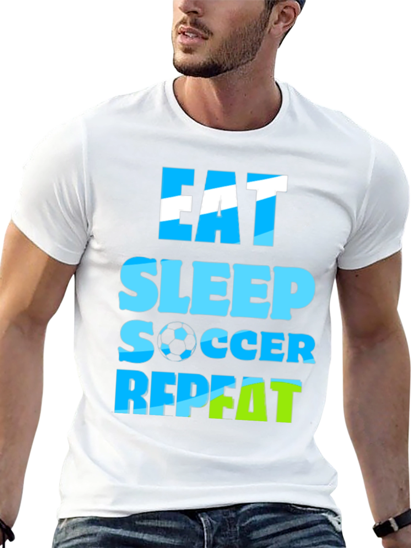 Eat Sleep Soccer Repeat Graphic Tee