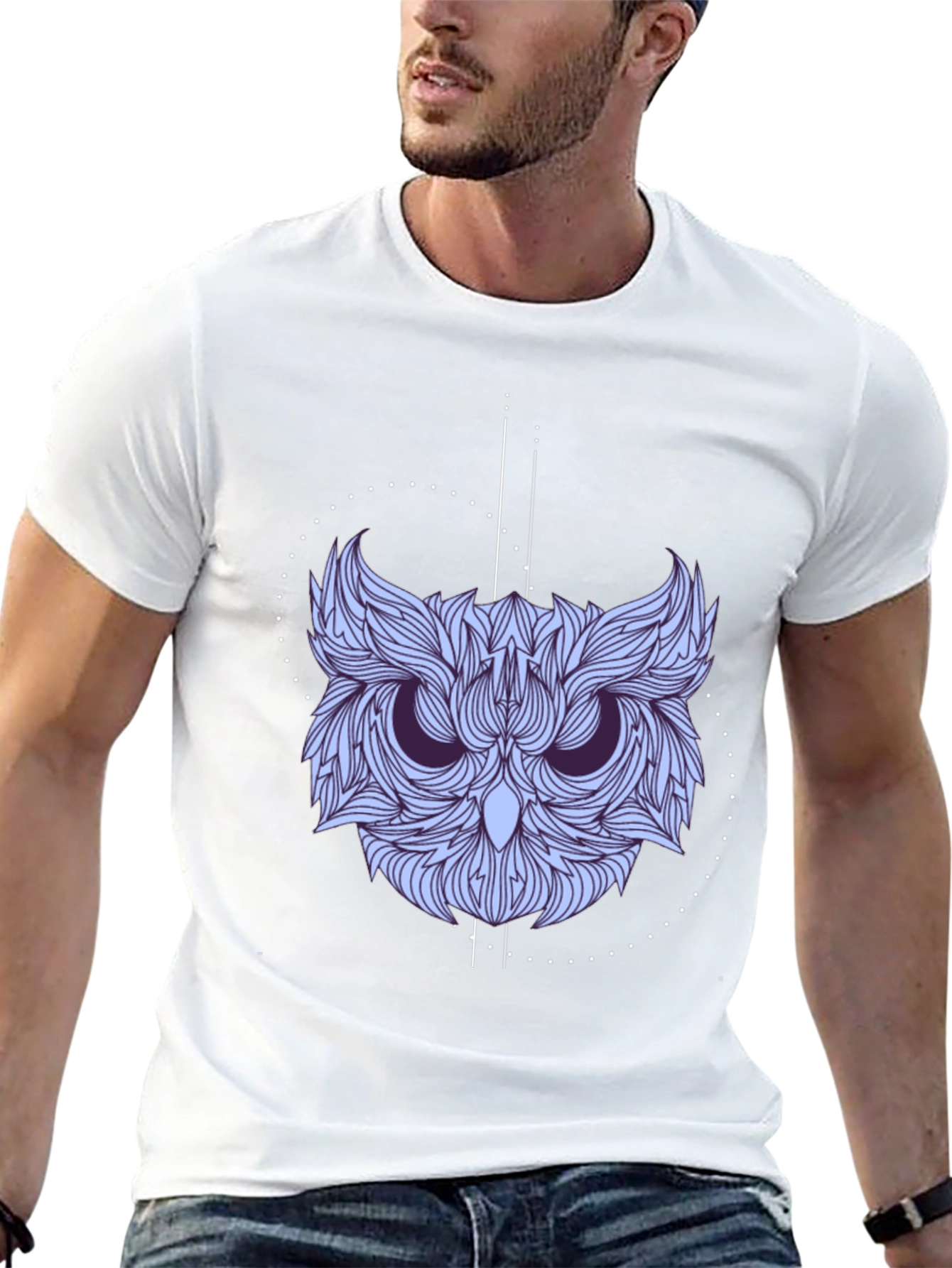 Geometric Owl Graphic Print Black Tee