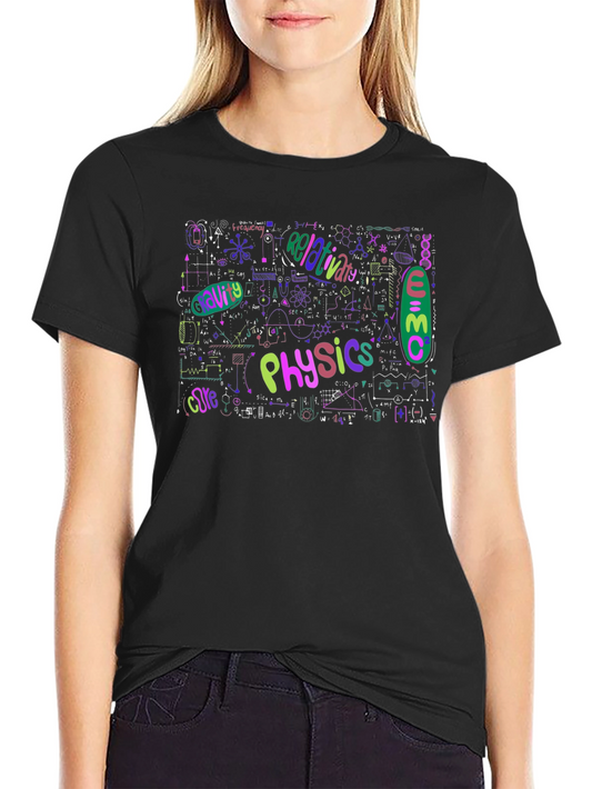 Physics Formula Graphic Print Black T-Shirt