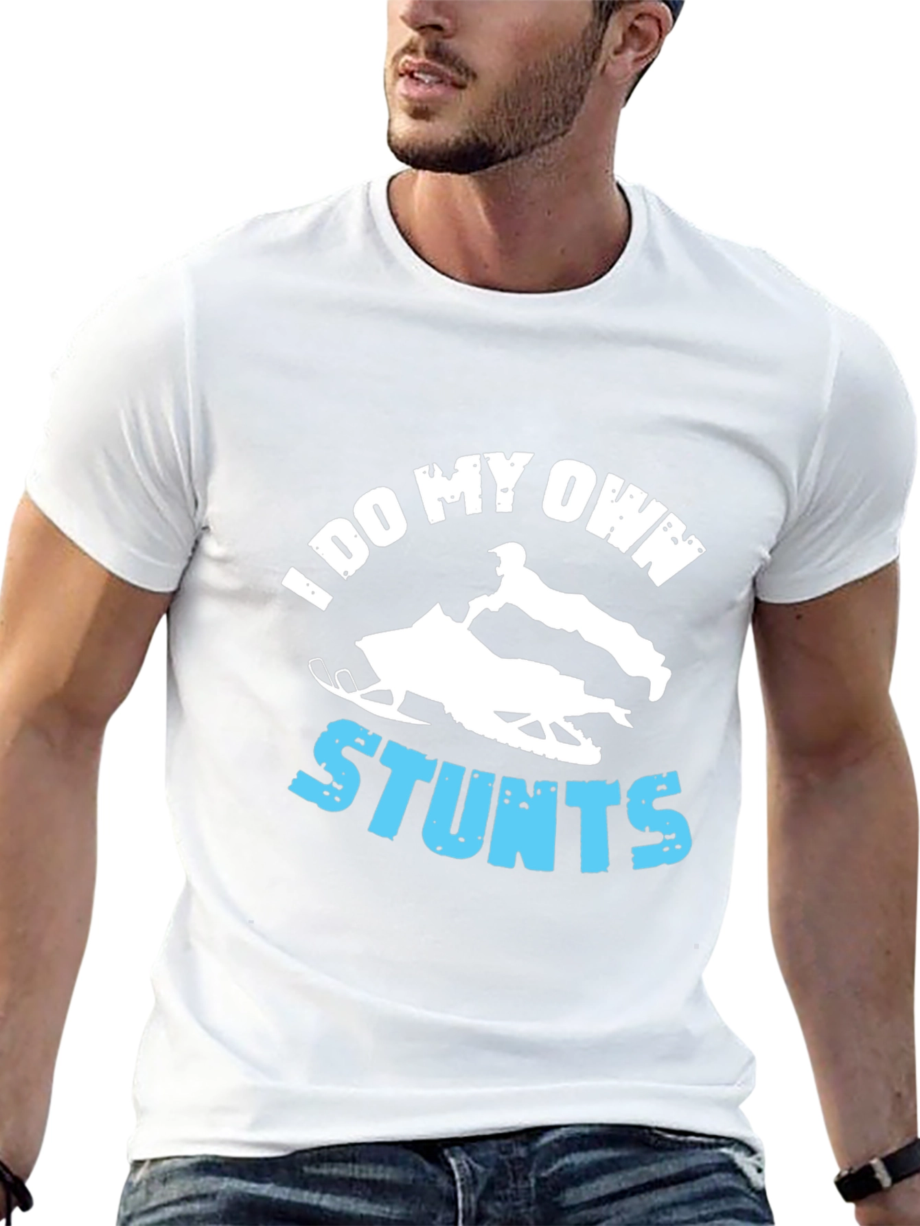 I Do My Own Stunts Snowmobile Graphic T-Shirt