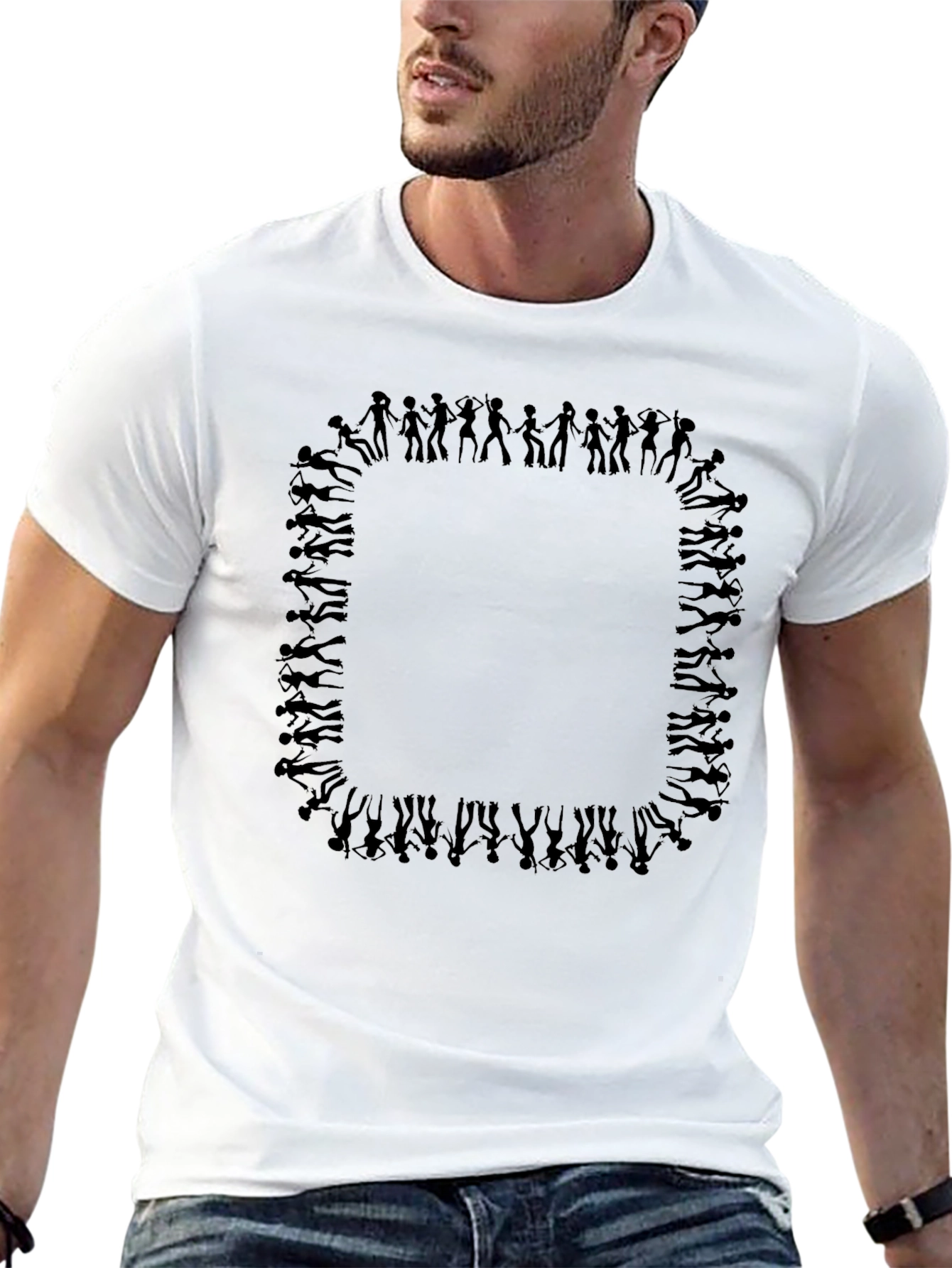 Funky People Pattern Black T-Shirt