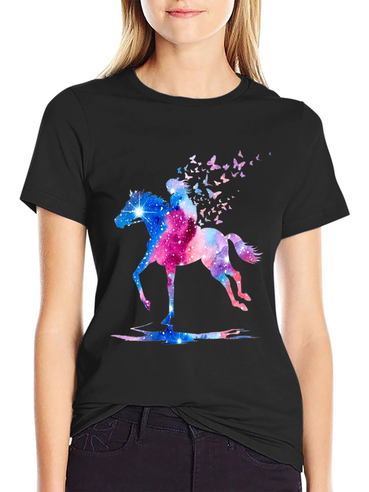 Galaxy Horse & Rider Tee - Unisex Black T-Shirt