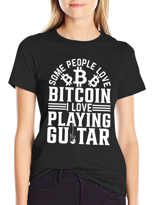 Bitcoin & Guitar Lover T-Shirt - Black Graphic Tee