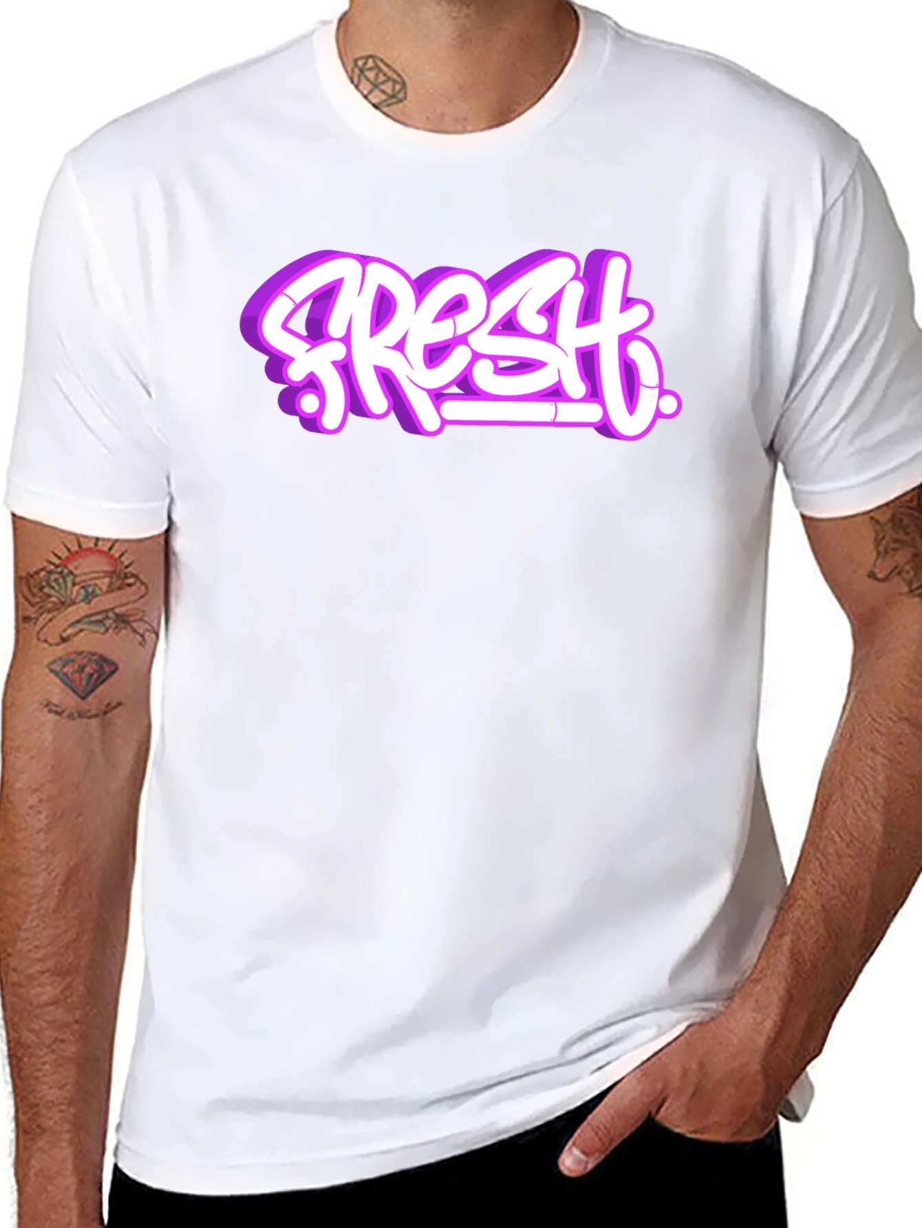 Fresh Graffiti Style Graphic T-Shirt - Black