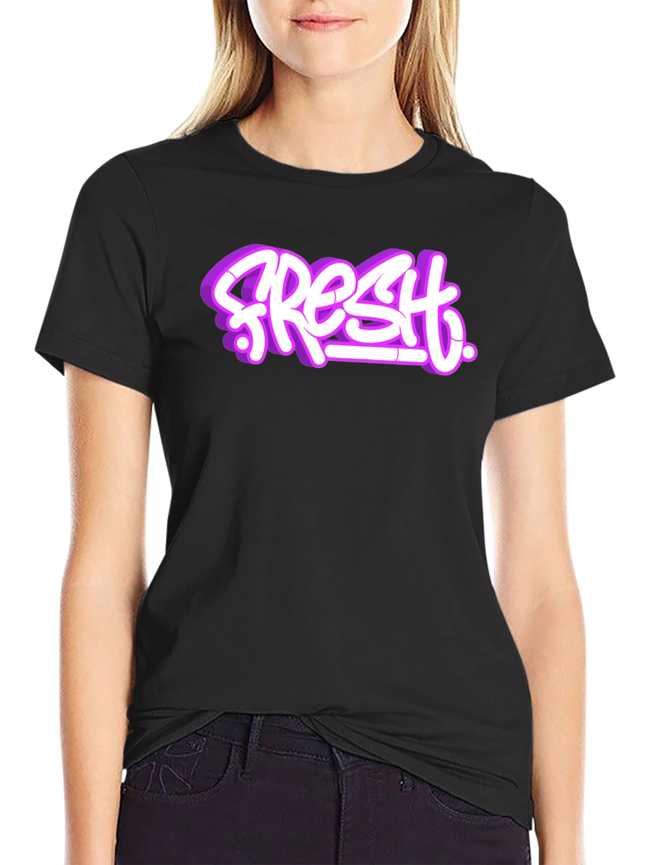 Fresh Graffiti Style Graphic T-Shirt - Black