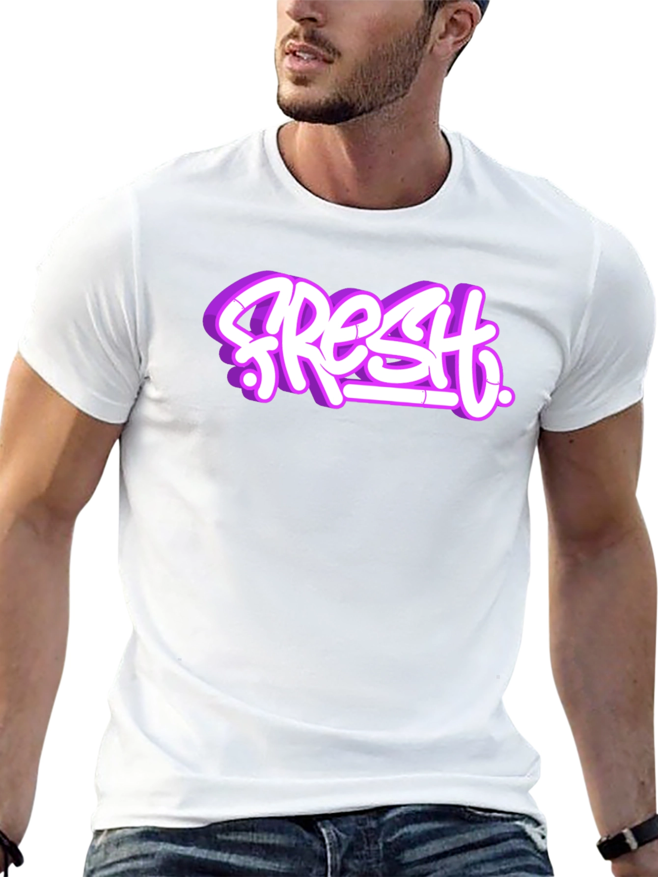 Fresh Graffiti Style Graphic T-Shirt - Black