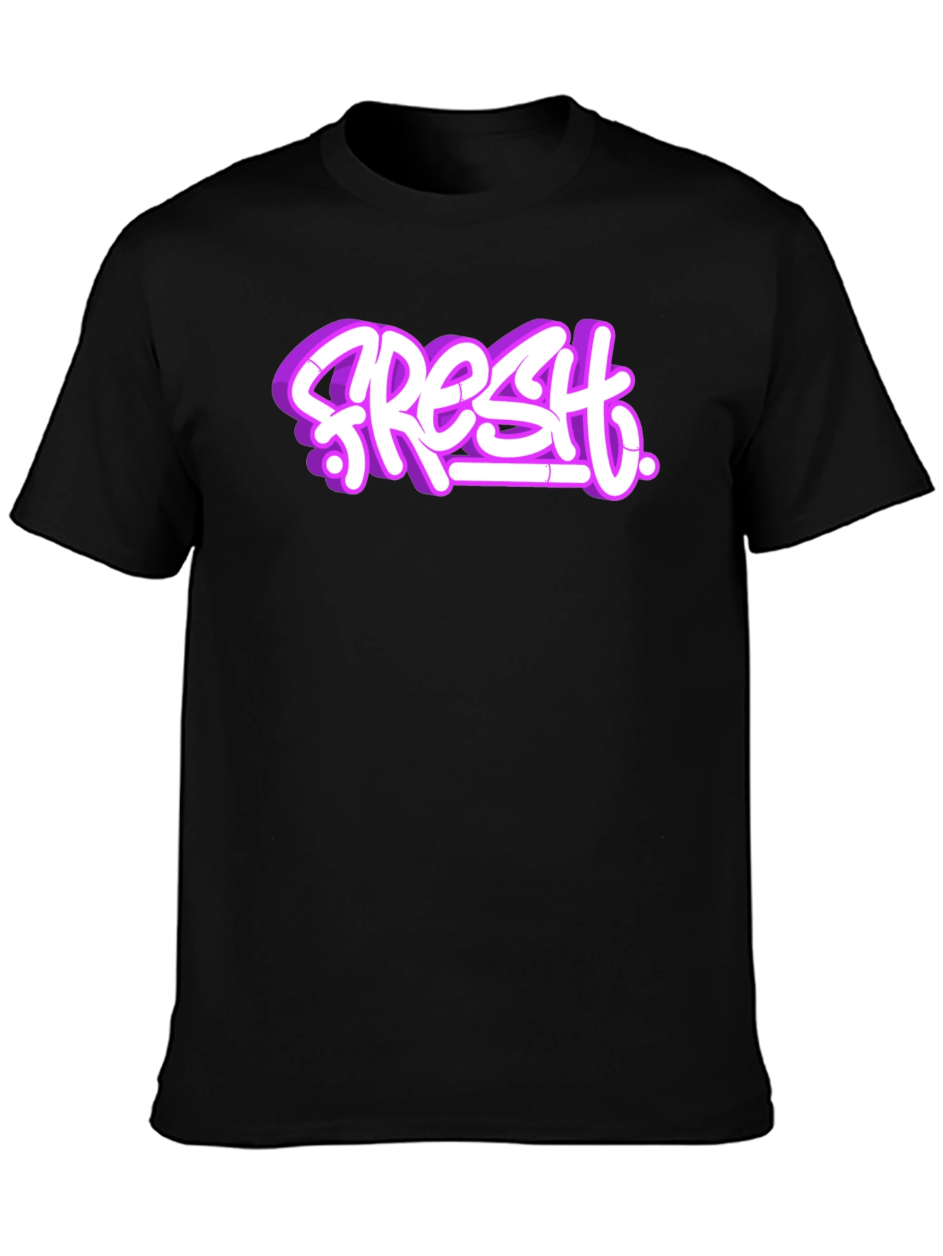 Fresh Graffiti Style Graphic T-Shirt - Black