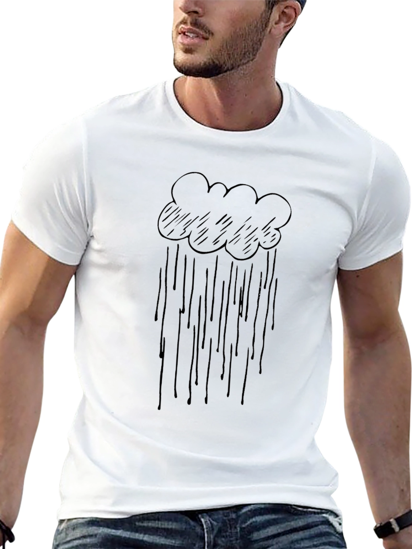 Rain Cloud Graphic T-Shirt - Black Cotton