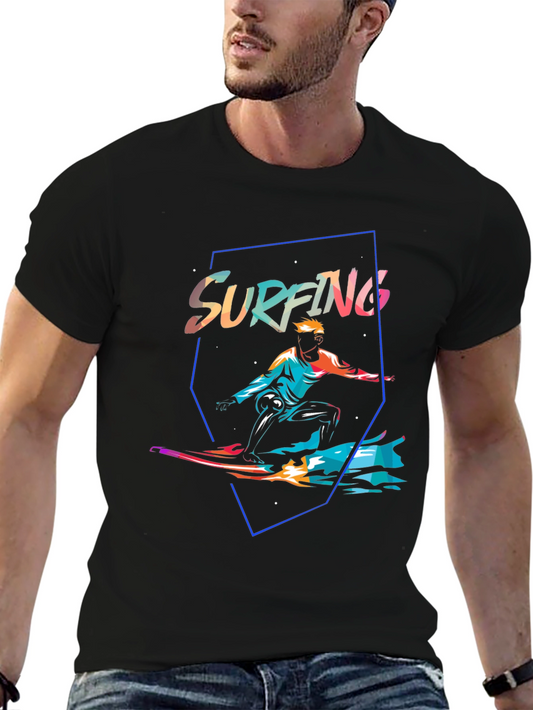 Surfing Graphic Tee - Retro Style