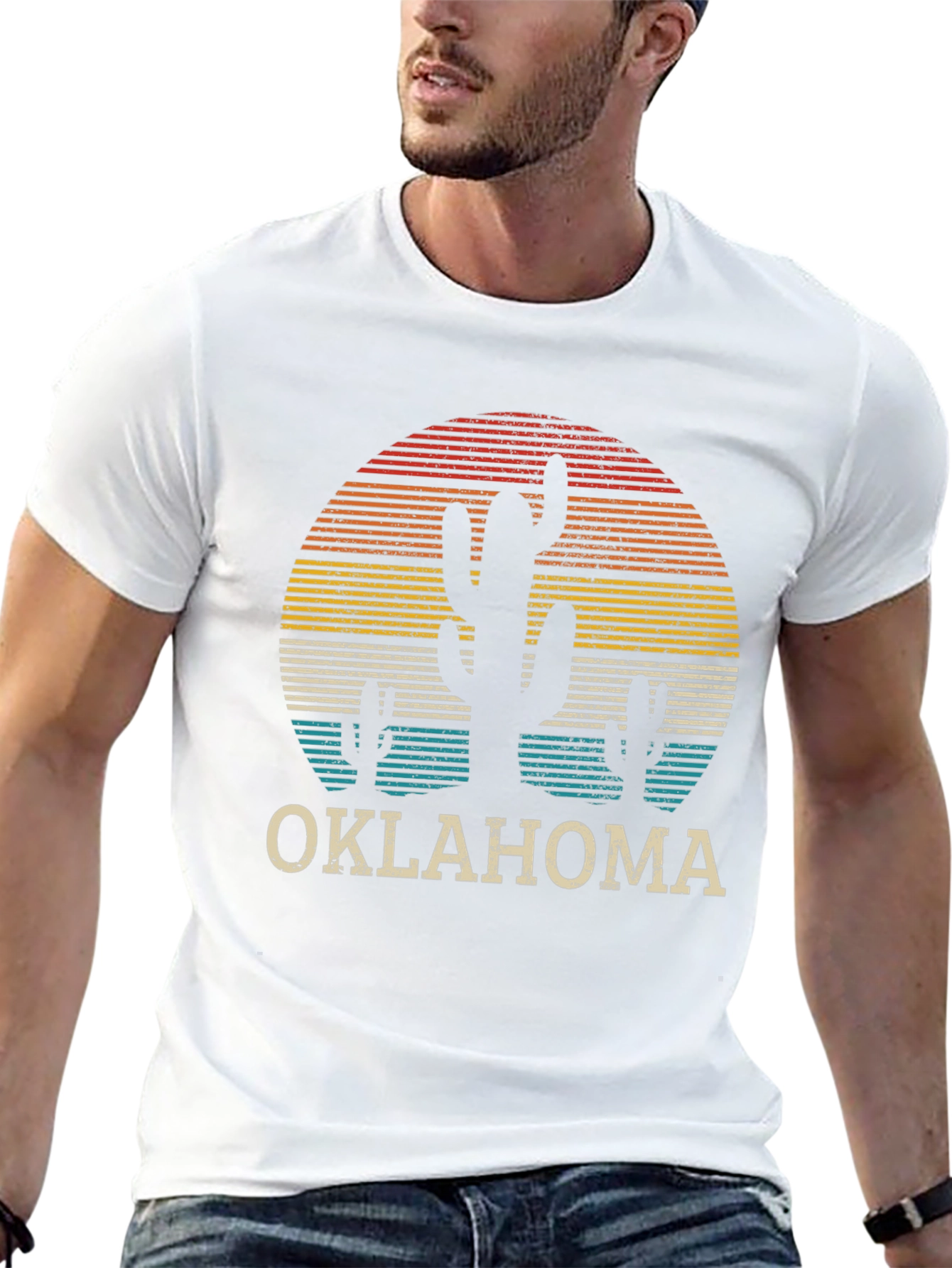 Retro Oklahoma Cactus Sunset T-Shirt