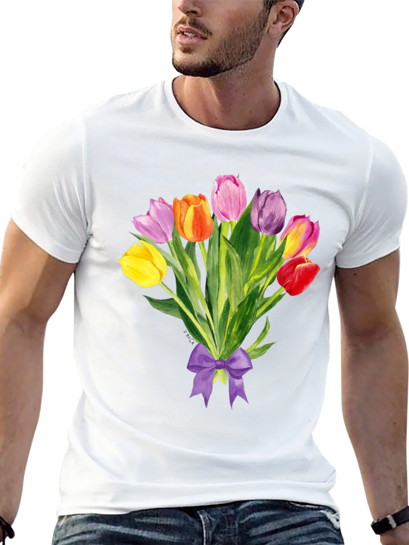 Tulip Bouquet Graphic Tee - Stylish Floral Design