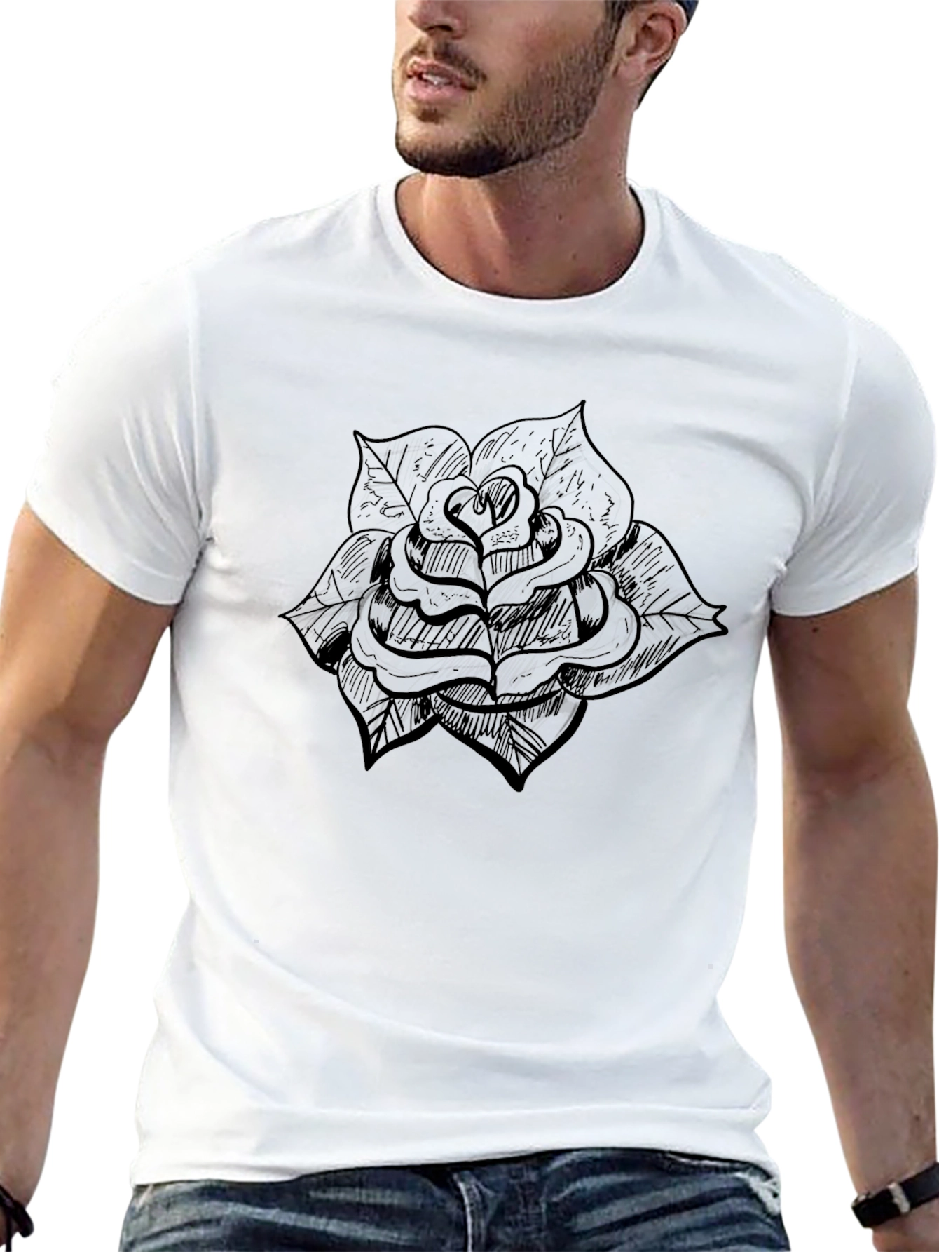 Black Rose Graphic Tee - Mens Fashion