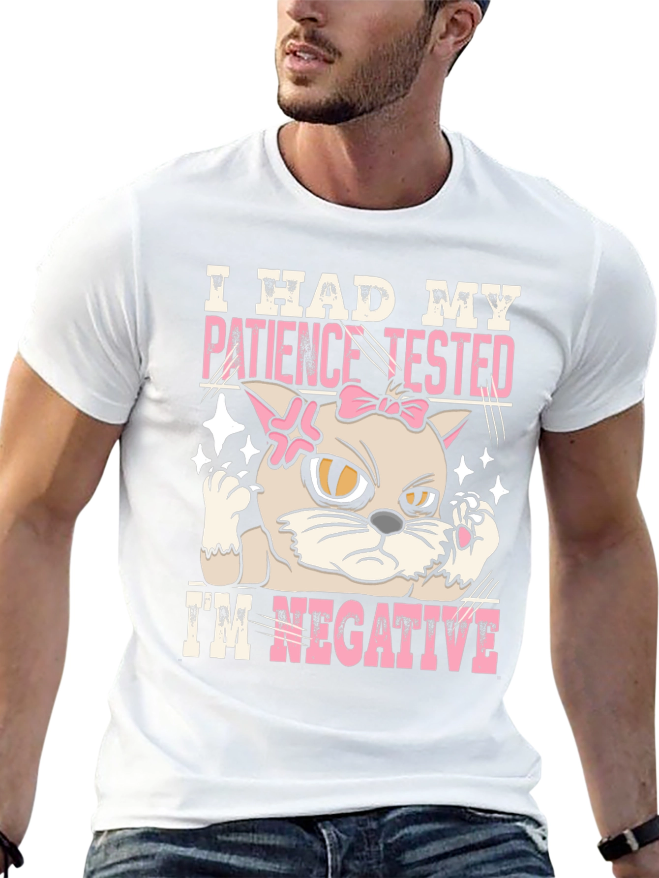 Patience Tested Negative Funny Cat Graphic T-Shirt