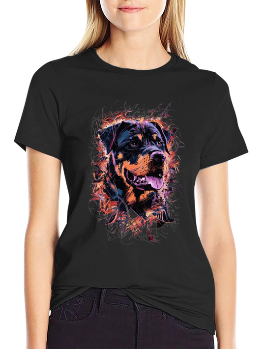 Rottweiler Graphic Print Mens Black T-Shirt