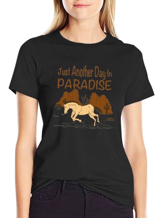 Paradise Horse Graphic Tee - Western Style Black T-Shirt
