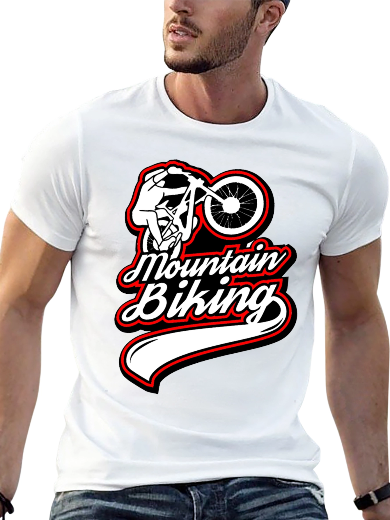 Mountain Biking Graphic Tee Black Casual Shirt