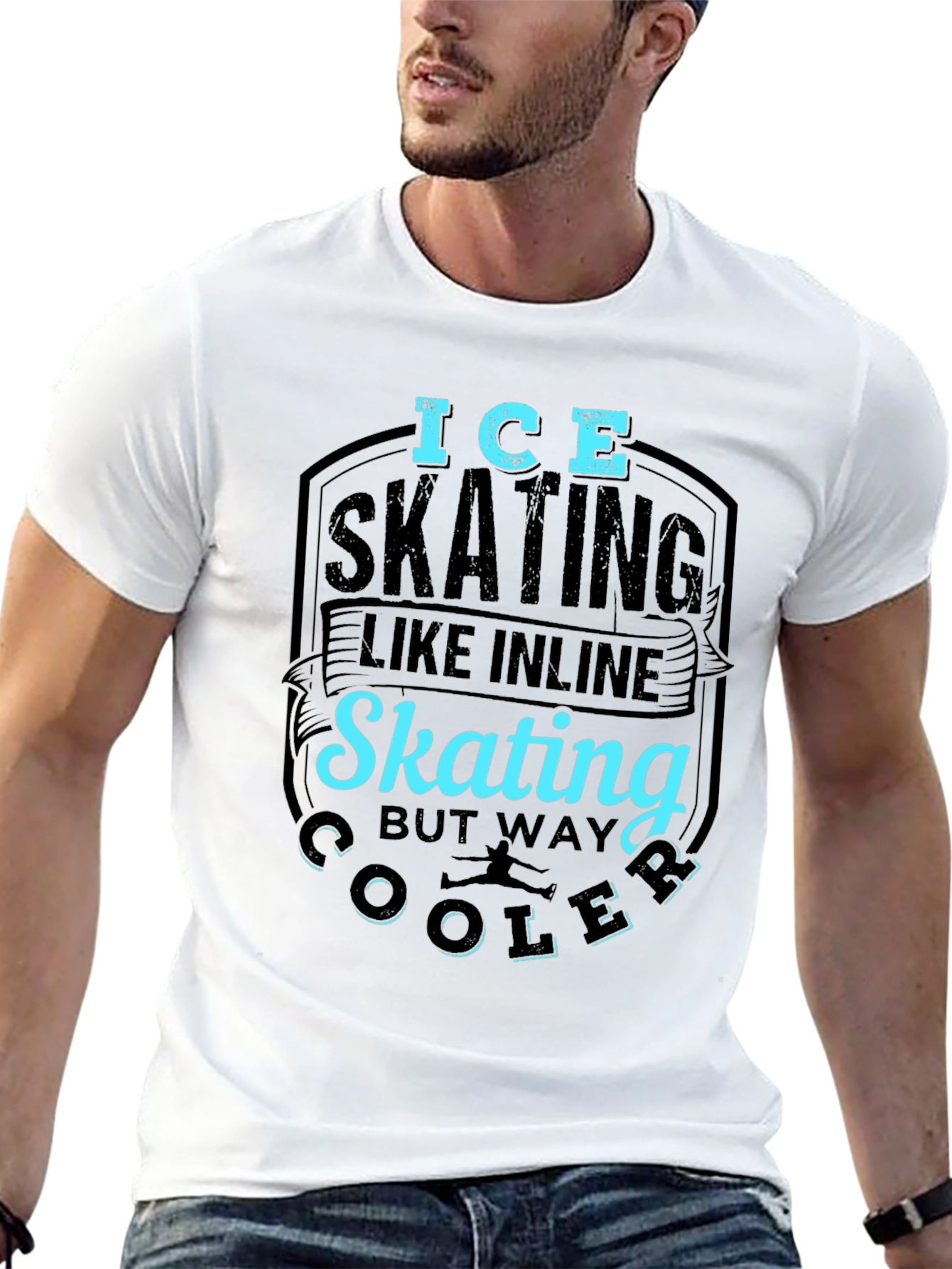 Ice Skating Cooler Than Inline Skate Black T-Shirt