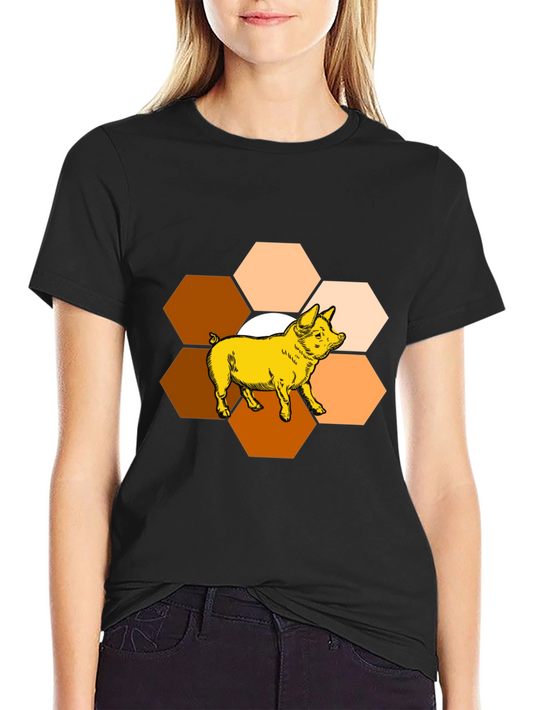 Honeycomb Pig Graphic Tee - Unique Design