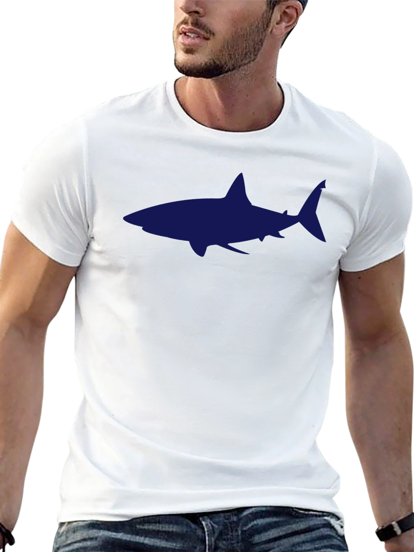 Mens Black T-Shirt with Shark Graphic