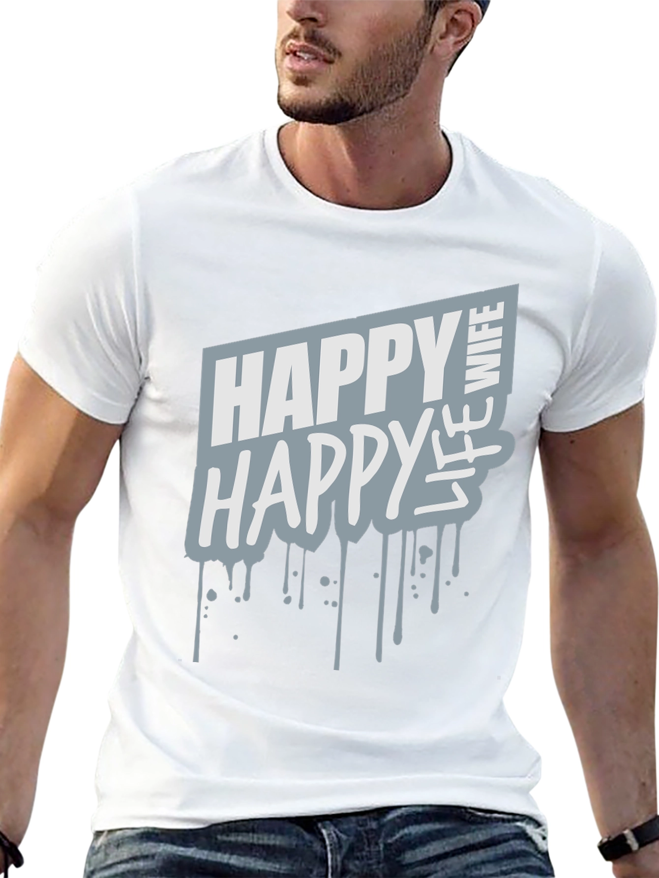 Happy Wife Happy Life Graphic Tee - Black