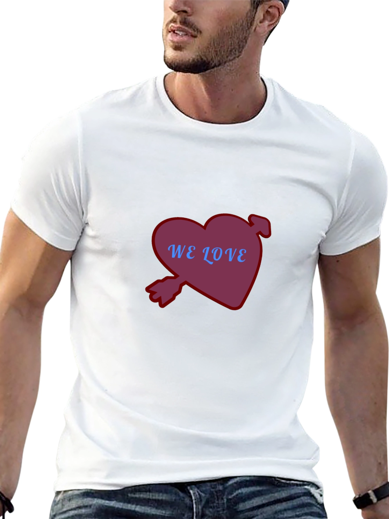Heart We Love T-Shirt Casual Black Tee