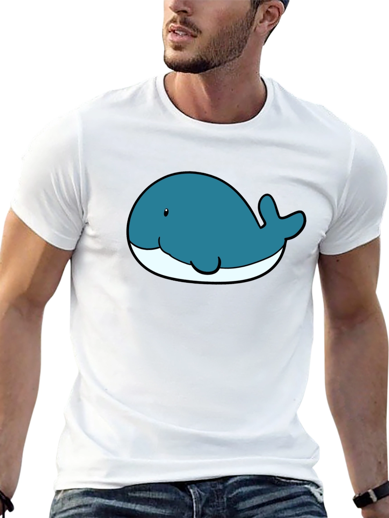 Cute Whale Graphic T-Shirt - Black Cotton Tee