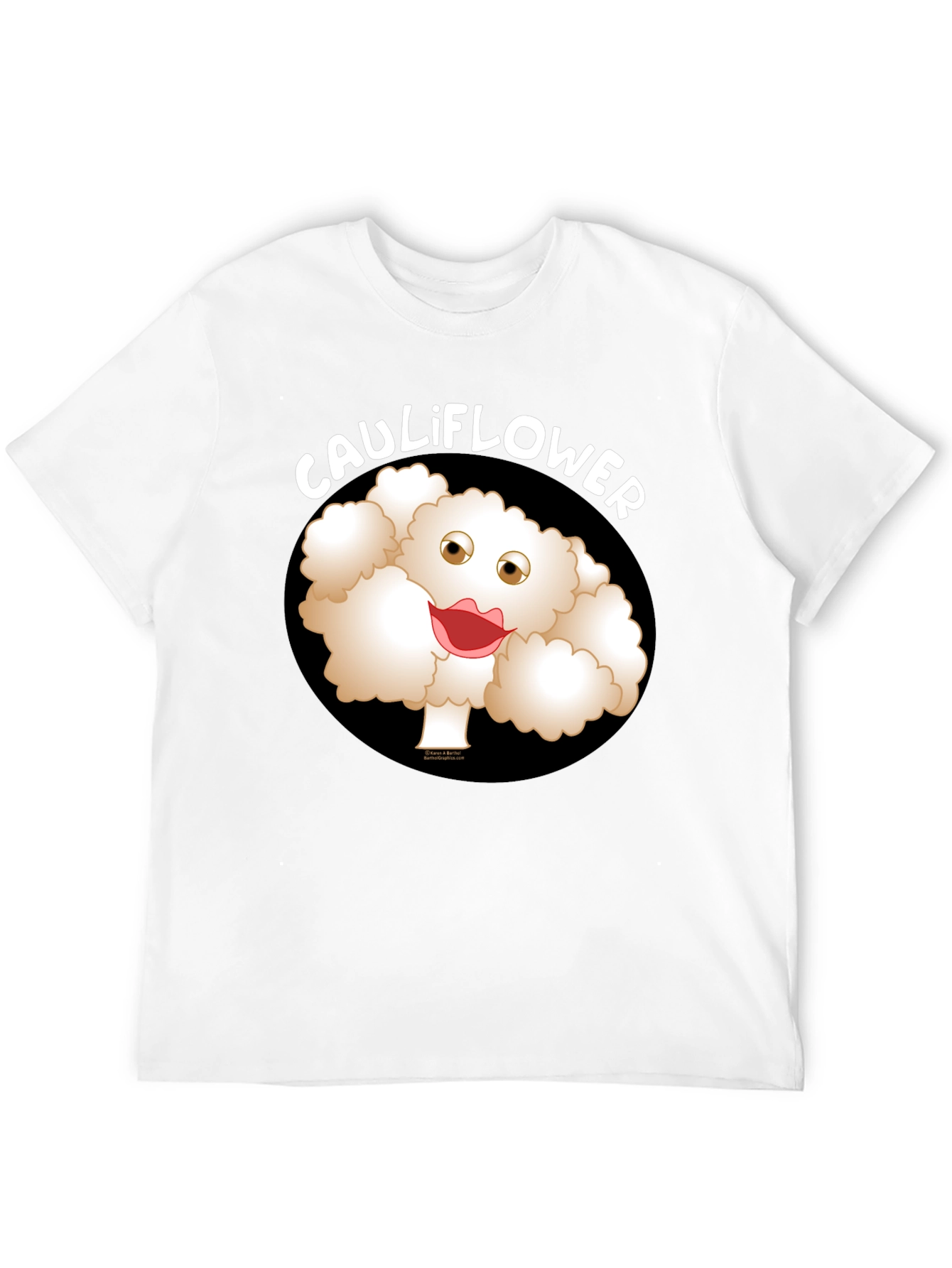 Funny Cartoon Cauliflower Graphic T-Shirt