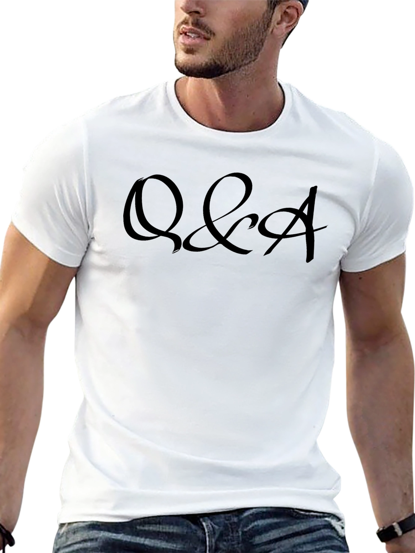Q&A Graphic Tee - Mens Casual Crewneck T-Shirt